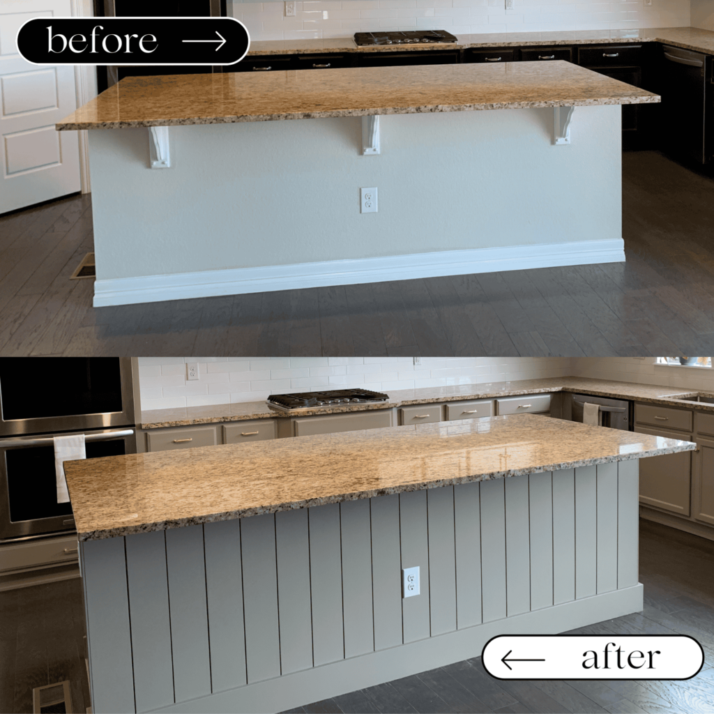 Installation of Kitchen Countertop Before and After- Broomfield cabinet painters